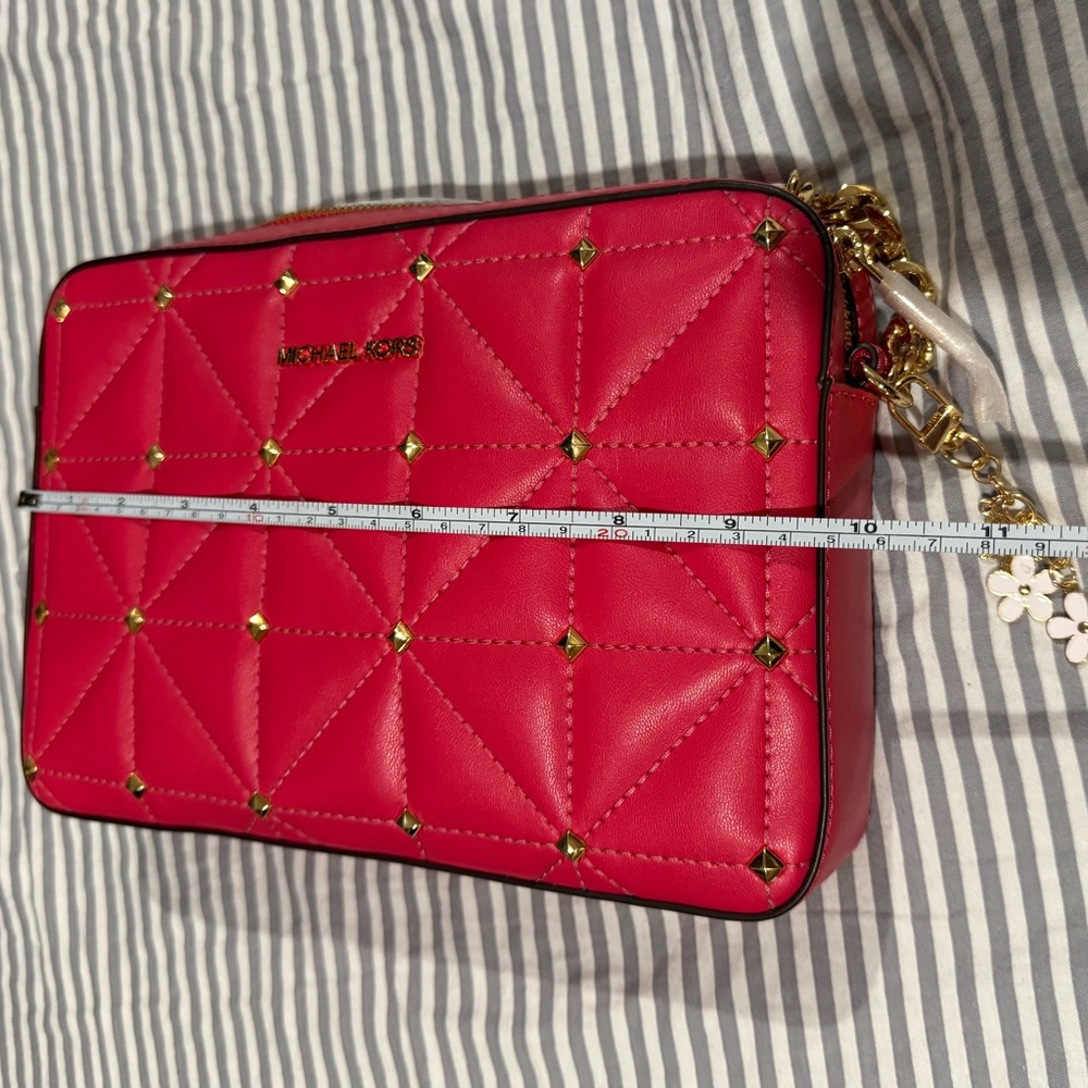 Michael Kors Red Quilted Crossbody Bag - Picture 6 of 9